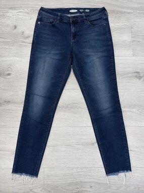 Old Navy Rockstar Super Skinny Cropped Jeans Size 10 | Dark Wash | Frayed Hem